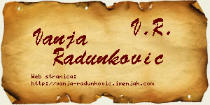 Vanja Radunković vizit kartica